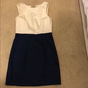 Navy and white color block shift with open back